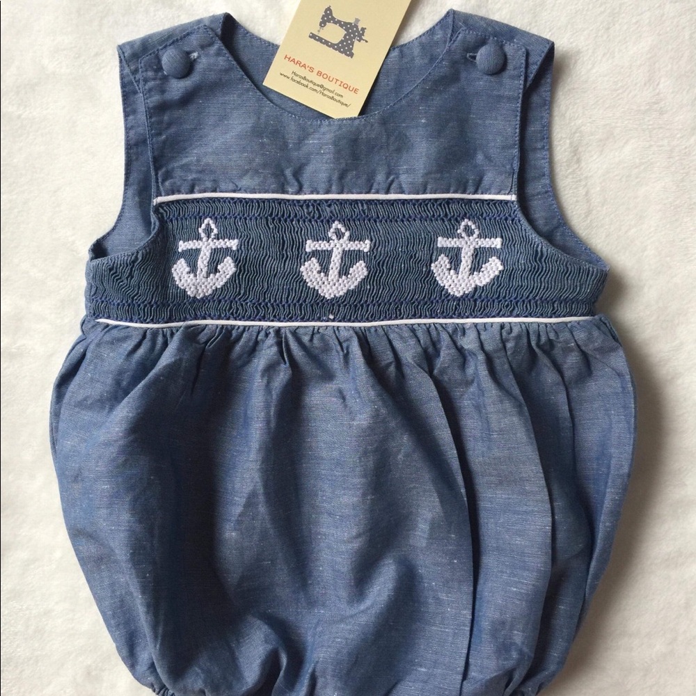 SOLD Smocked nautical bubble